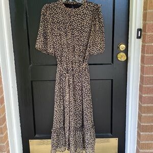 Downeast East Black Floral Dress, length 47”, size small, like new